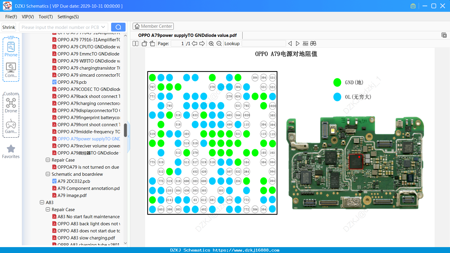 OPPO A79power SupplyTO GNDdiode Value